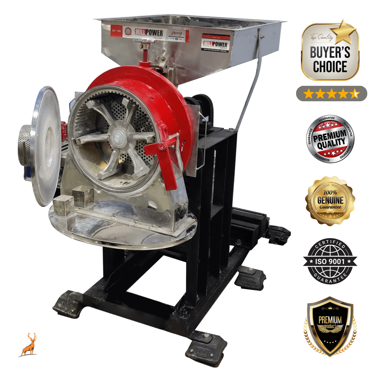 máy xay bột atta 100 kg mỗi giờ - góc nhìn bên hông - reindeer machinery