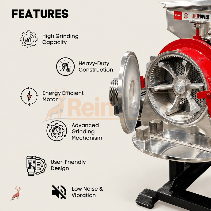 máy xay bột atta 100 kg mỗi giờ - tính năng - reindeer machinery