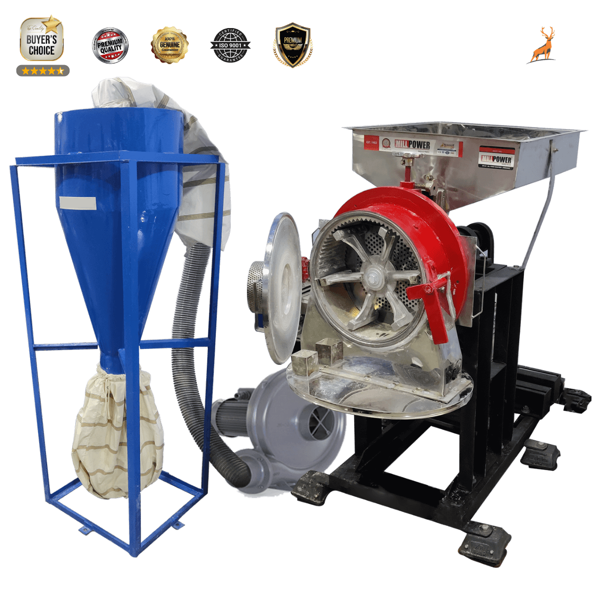 máy nghiền bột 15 hp - máy kèm quạt gió và lốc xoáy - reindeer machinery