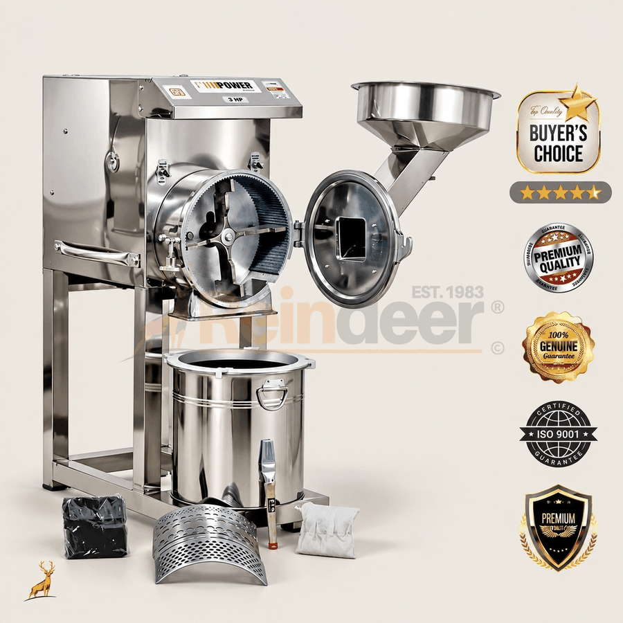 máy nghiền bột 2 hp - góc nhìn từ trước - Reindeer Machinery