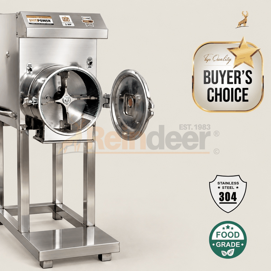 Máy nghiền bột 2 hp – cơ chế buồng mở – Reindeer Machinery