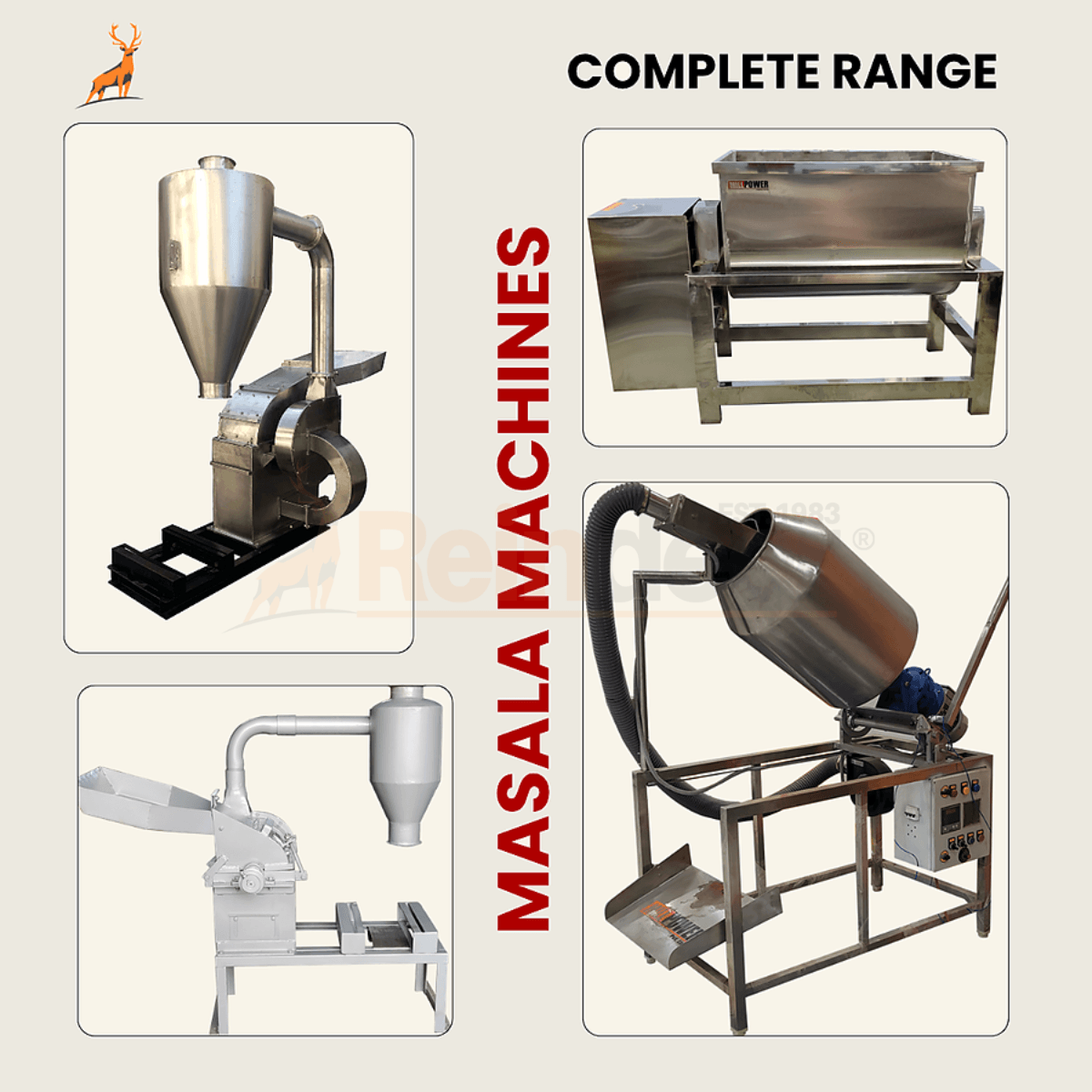 máy nghiền masala 25 hp - nhà máy masala ss304 - reindeer machinery