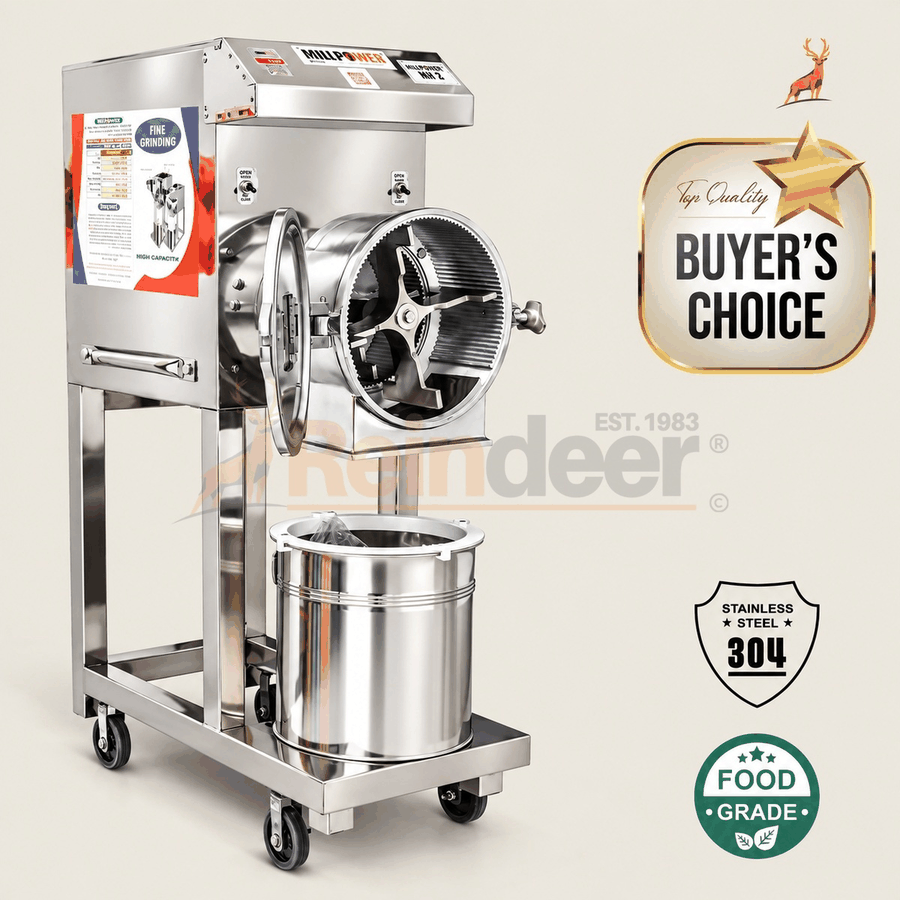 máy nghiền bột 3 hp - góc nhìn ngang - Reindeer Machinery