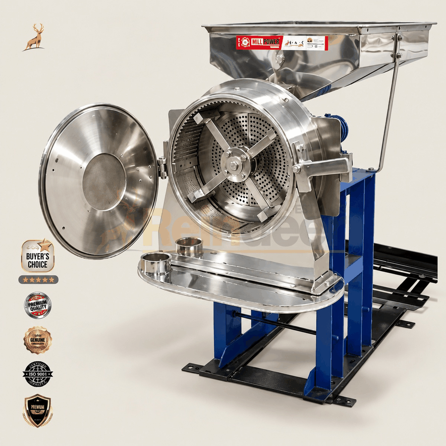 Máy nghiền bột atta 7.5 hp - góc nhìn ngang - máy móc reindeer
