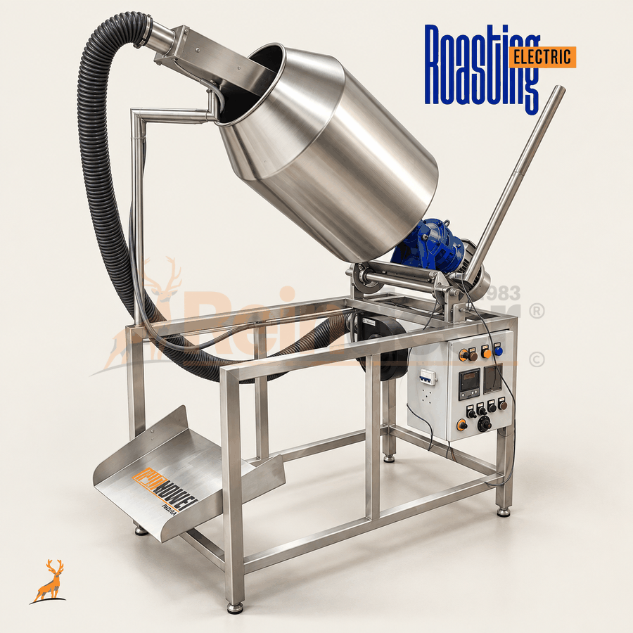 máy rang điện - góc nhìn bên hông máy - reindeer machinery