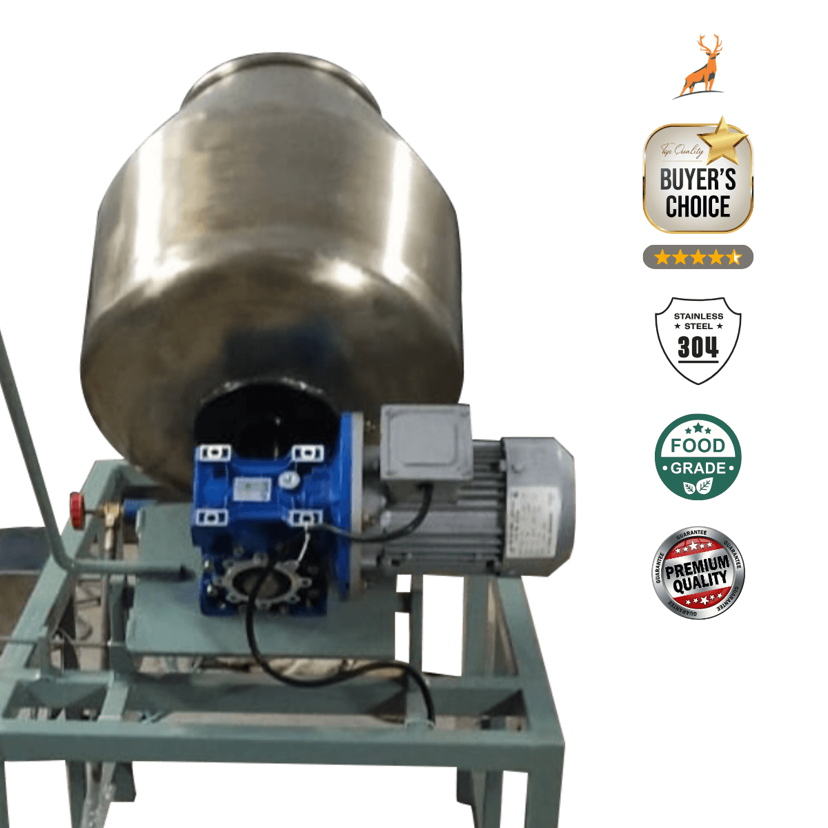 máy rang điện - góc nhìn cận cảnh động cơ và hộp giảm tốc - reindeer machinery