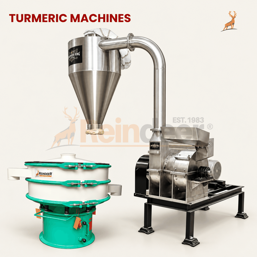 máy nghiền nghệ - máy ss304 có bộ sàng rung - reindeer machinery