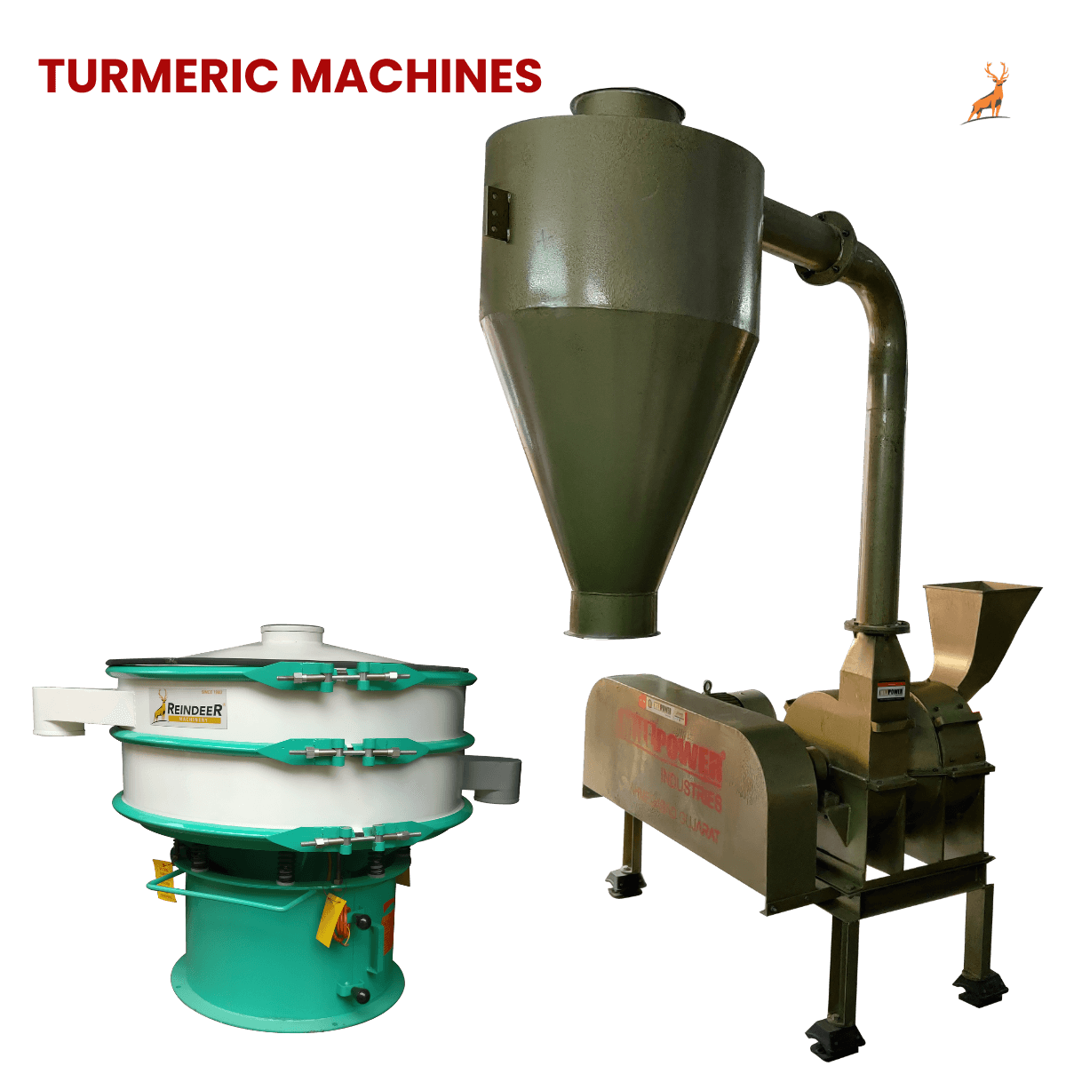 máy nghiền bột nghệ - máy có sàng rung - reindeer machinery